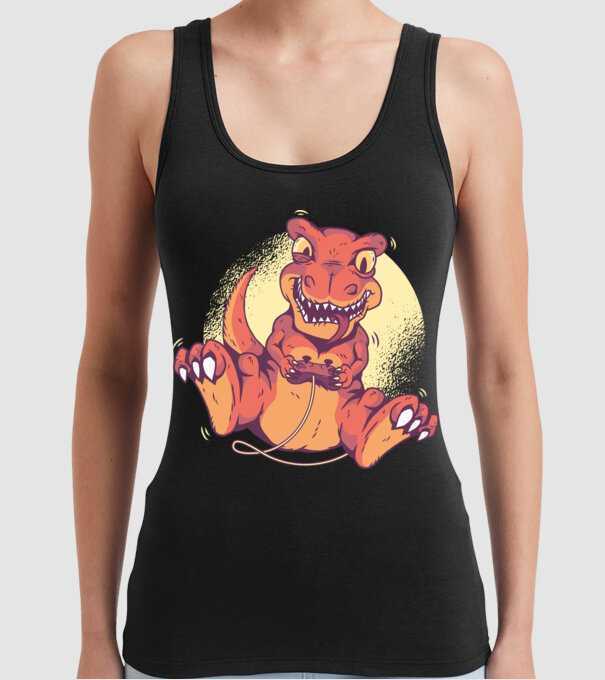 Dinozaur Gamer tricou model negru pe tricou