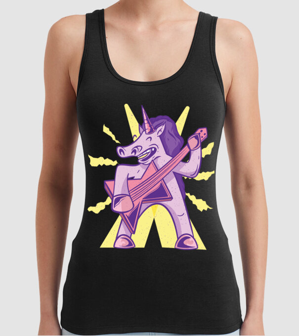Unicorn cu chitara model negru pe tricou