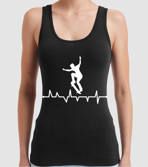 Heartbeat Skateboarder model negru pe tricou