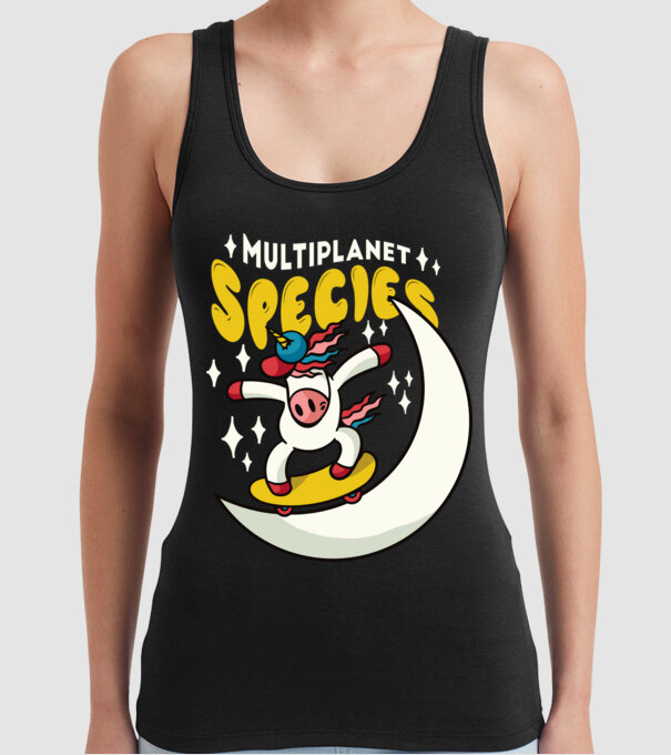 Skateboarding unicorn model negru pe tricou