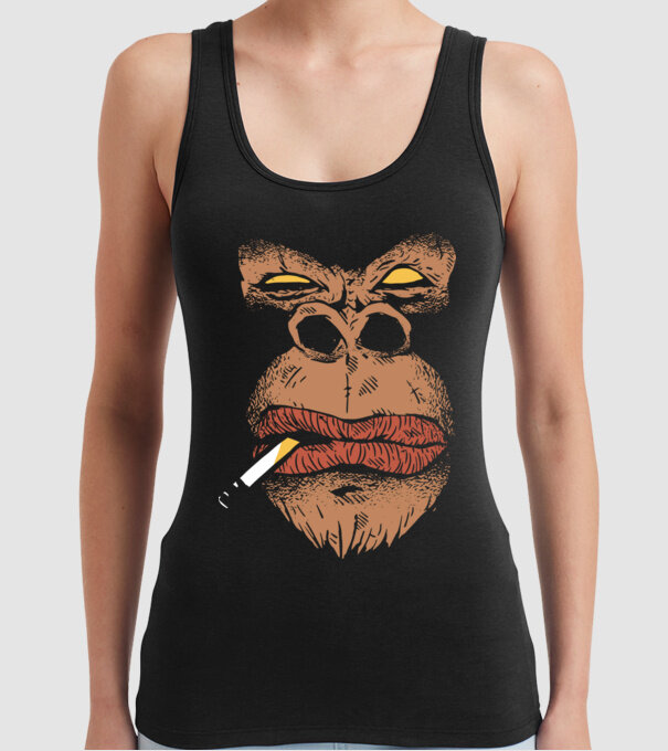 Cap de gorilă cu țigară model negru pe tricou