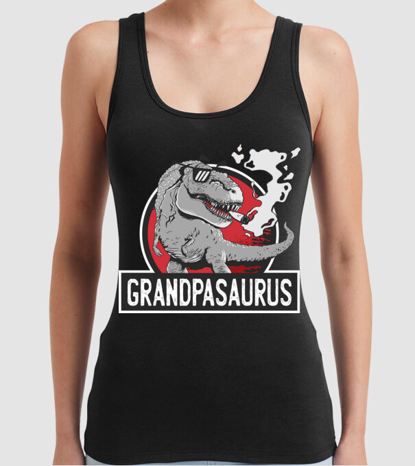 Grandpasaurus T-rex model negru pe tricou