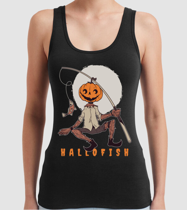 Hallofish - Pescar Halloween model negru pe tricou