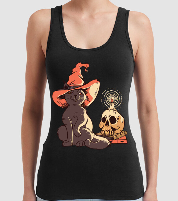 Pisică Halloween model negru pe tricou