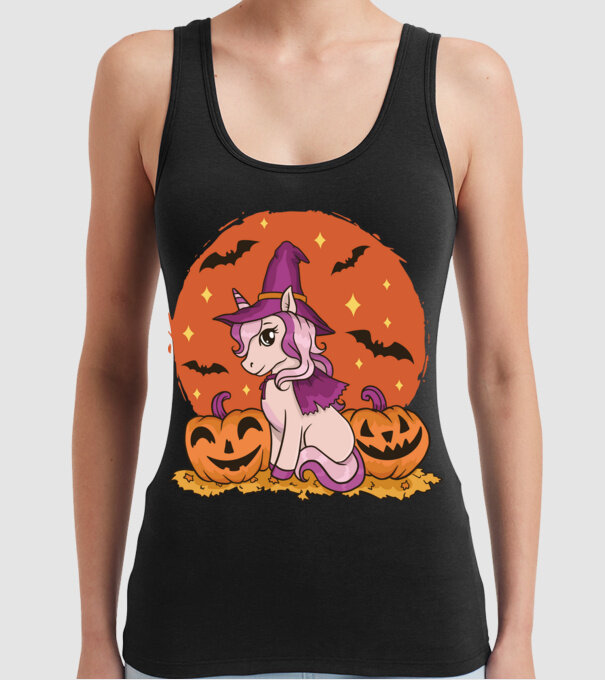 Unicorn Halloween model negru pe tricou