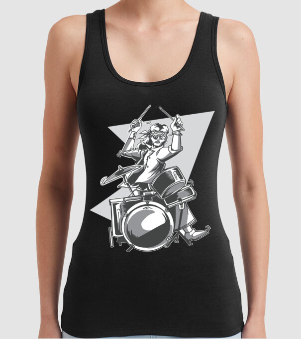 Hippy baterist model negru pe tricou