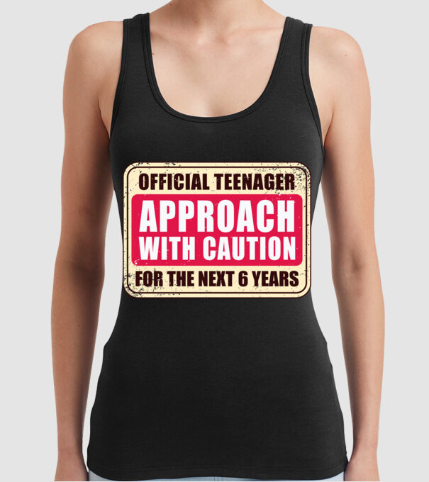 Adolescent oficial Abordați cu prudență model negru pe tricou