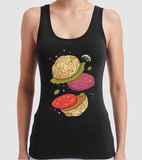 Burger lună model negru pe tricou
