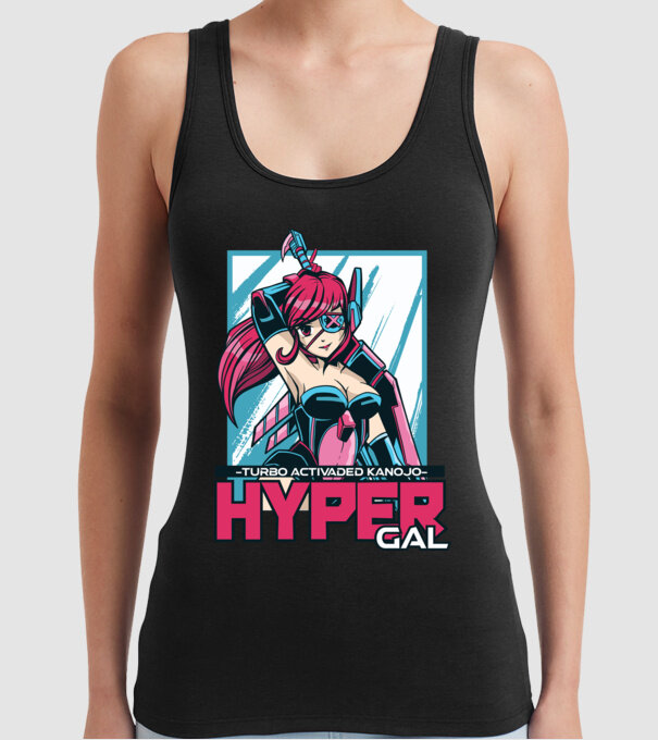 Hyper Gal - Fată Anime model negru pe tricou