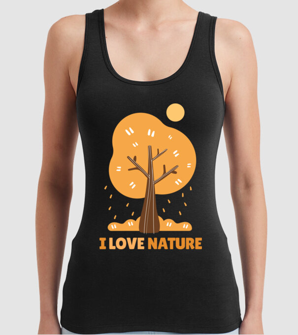 I Love Nature model negru pe tricou