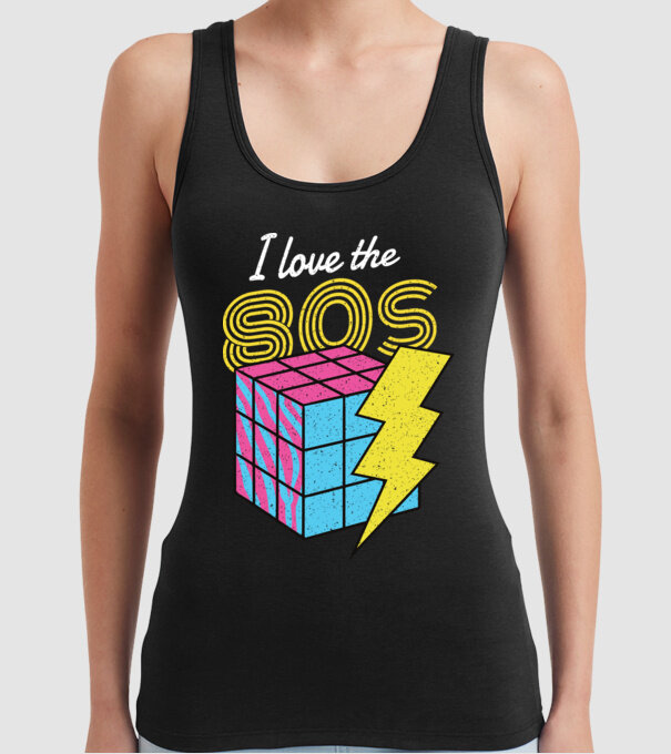 I love the 80s Cub Rubik model negru pe tricou