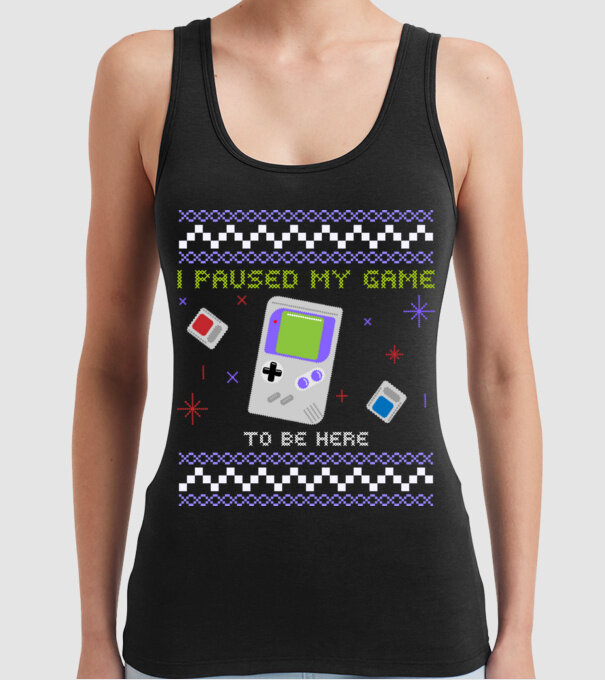 I paused my game to be here - Gamer pulovăr urât model negru pe tricou