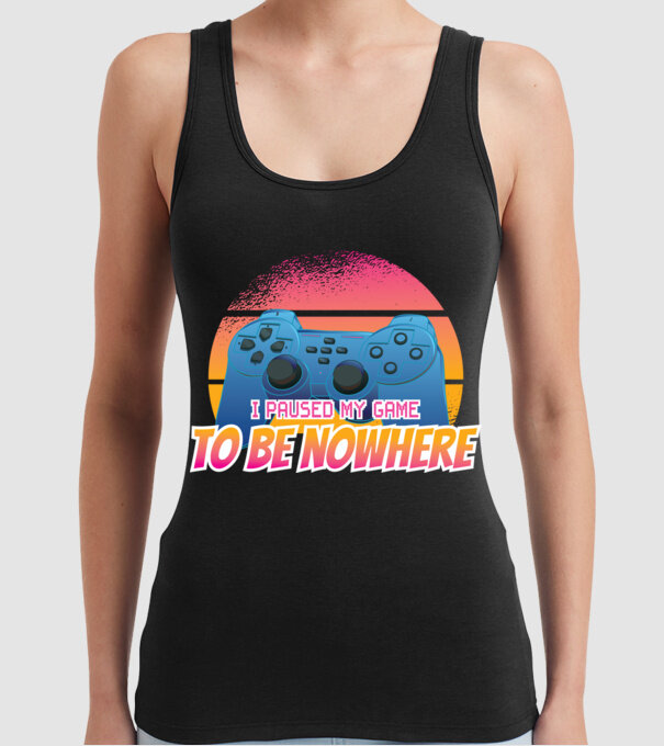 I paused my game to be nowhere model negru pe tricou