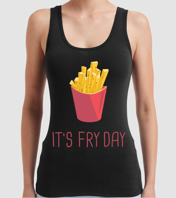 'It''s Fry Day' model negru pe tricou
