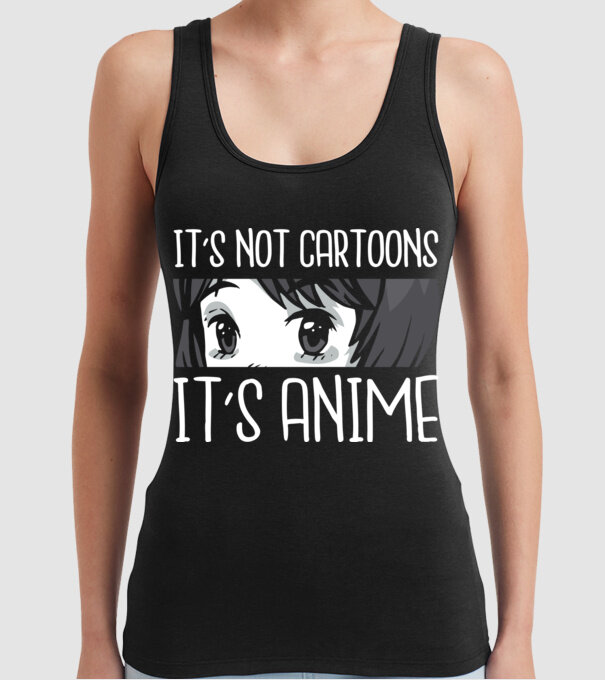 'It''s not cartoons it''s anime' model negru pe tricou