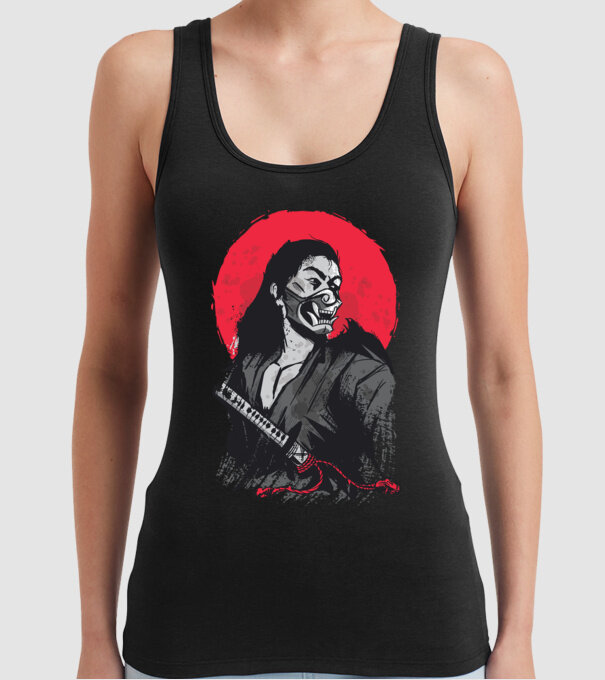 Războinic japonez model negru pe tricou