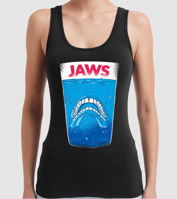 Jaws dinți tricou parodie model negru pe tricou