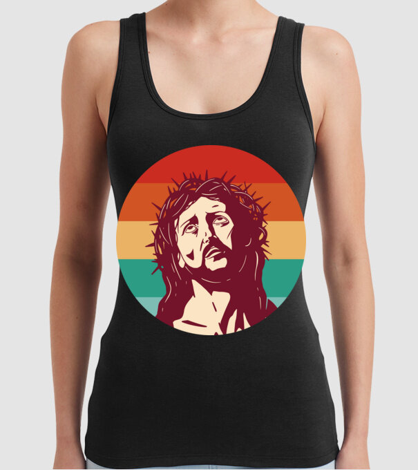 Iisus Hristos Retro model negru pe tricou