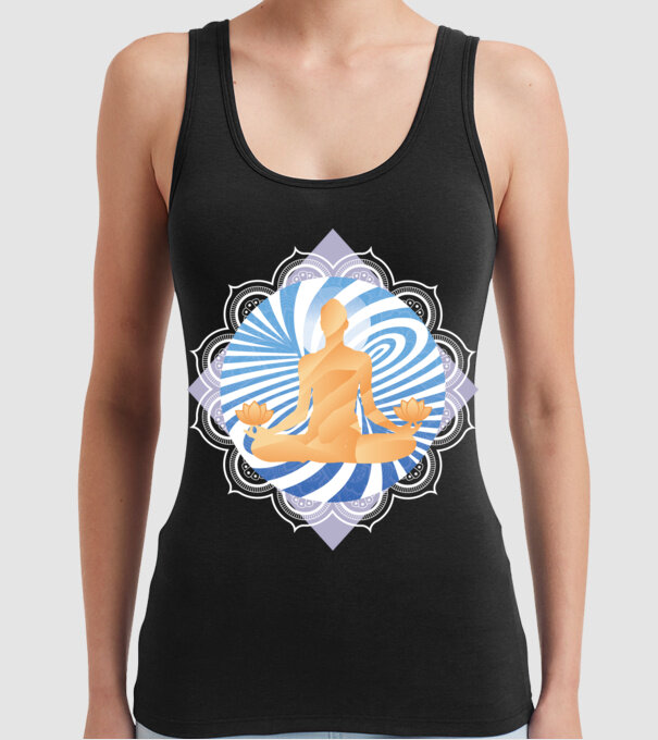 Meditație yoga model negru pe tricou