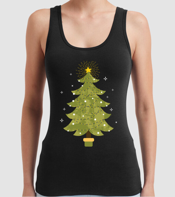 Pom de Crăciun model negru pe tricou