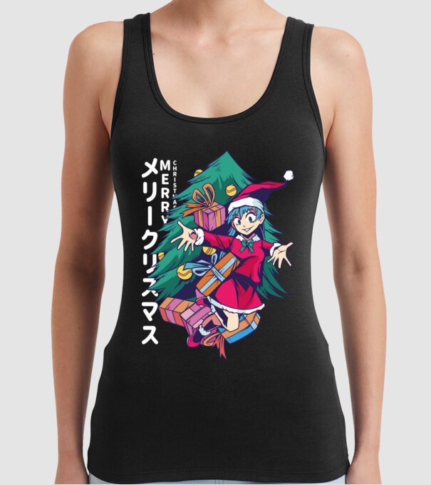Anime Crăciun model negru pe tricou