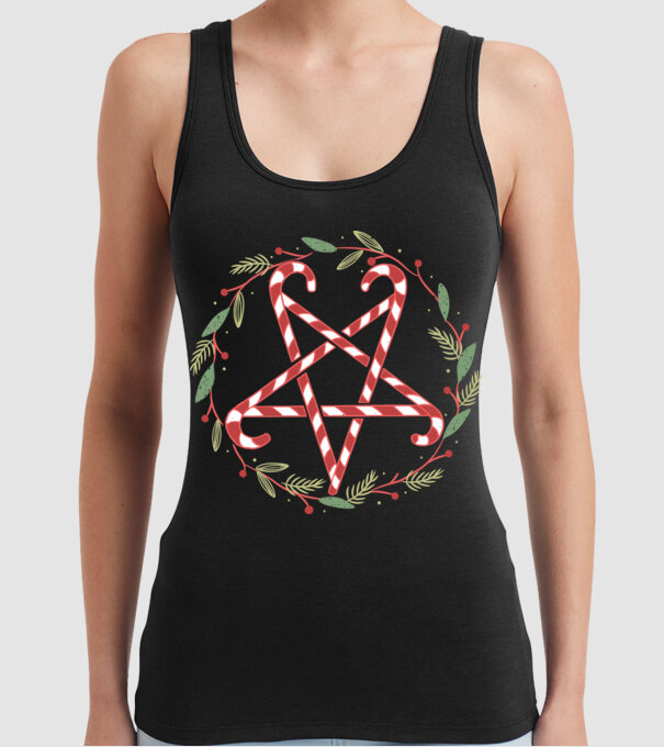 Pentagrama de Crăciun model negru pe tricou