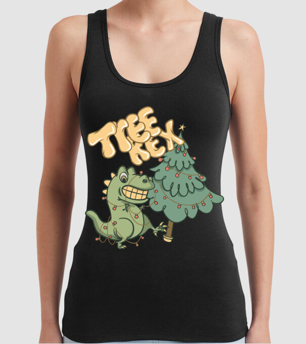 T-rex de Crăciun model negru pe tricou