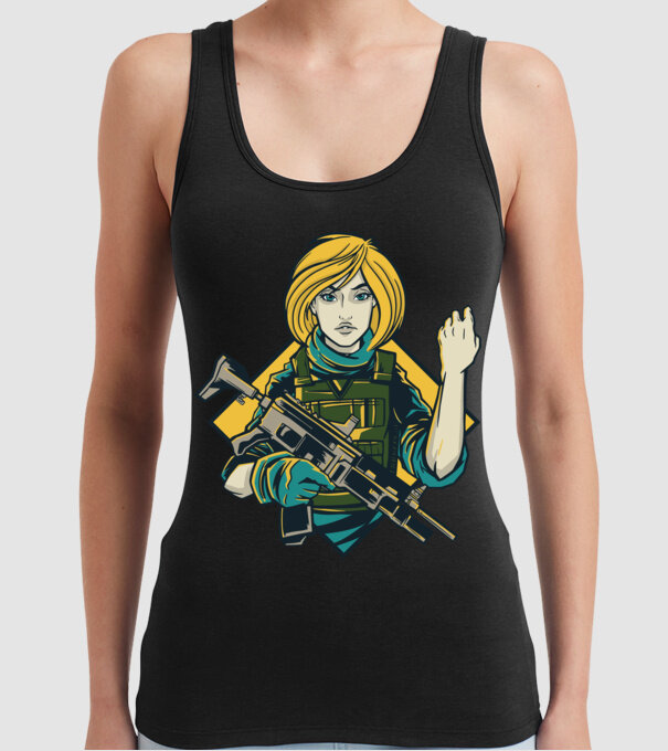 Fată Soldat model negru pe tricou