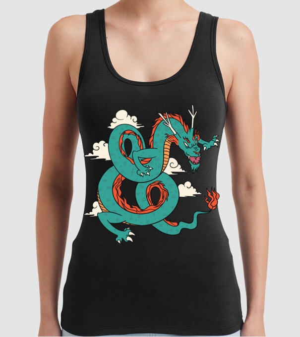 Dragon Chinez model negru pe tricou