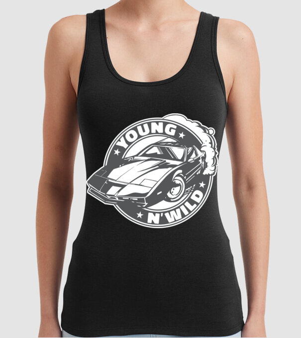 Knight Rider - Young and wild model negru pe tricou