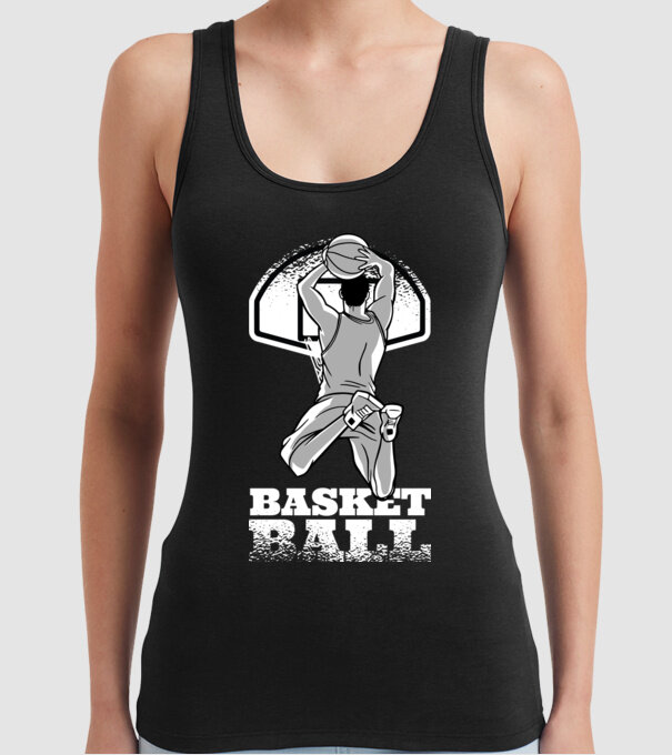 Baschet aruncare la coș model negru pe tricou