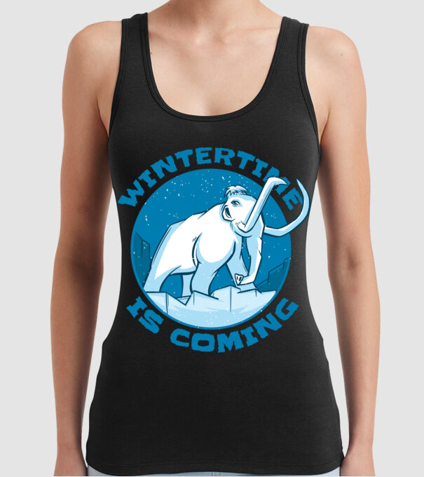 Vine Iarna Mamut model negru pe tricou