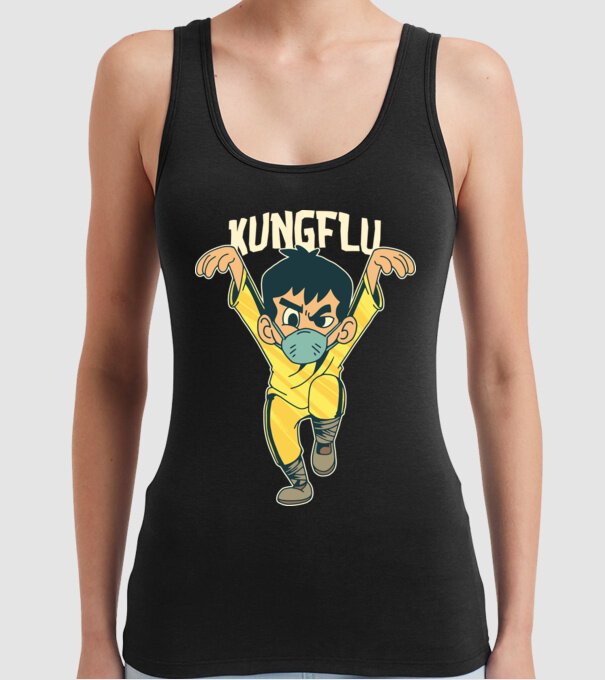 Kung Flu Coronavirus Karate model negru pe tricou