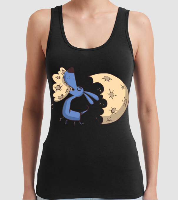 Câine Luna Mușcătură model negru pe tricou