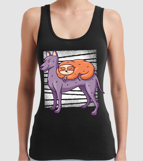 Leneș pe câine model negru pe tricou