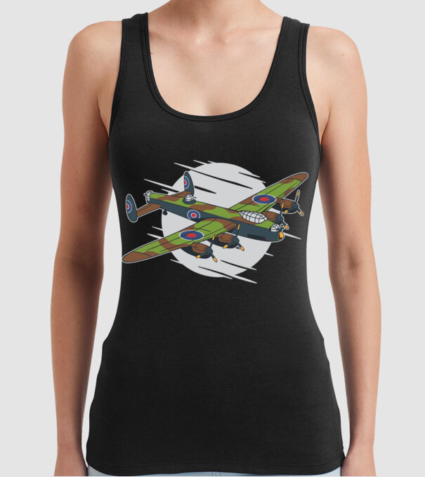 Avion bombardier Lancaster model negru pe tricou