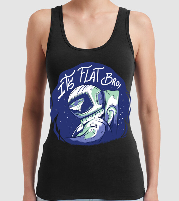 Astronaut Pământ plat model negru pe tricou