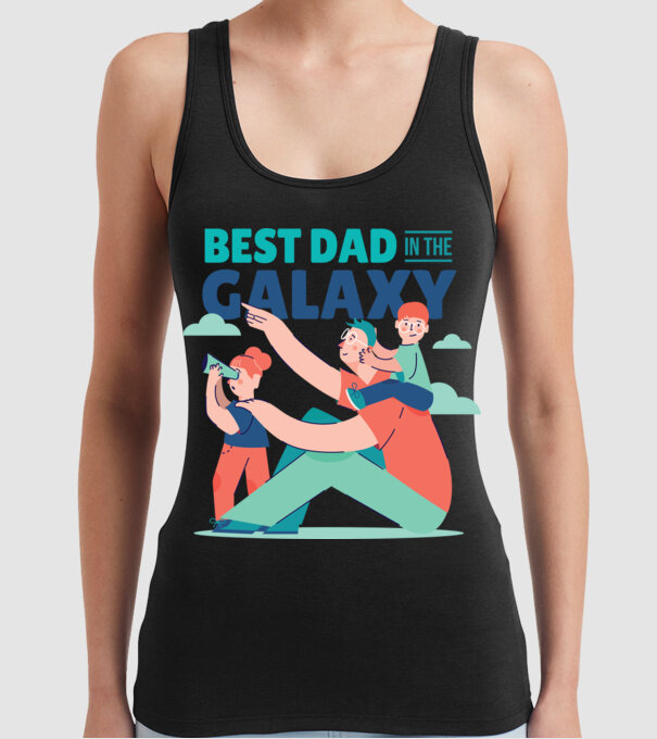 Cel mai bun tată din Galaxie model negru pe tricou
