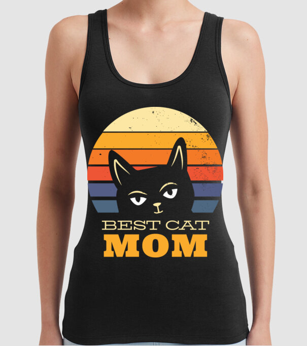Cea mai bună mamă pisică model negru pe tricou