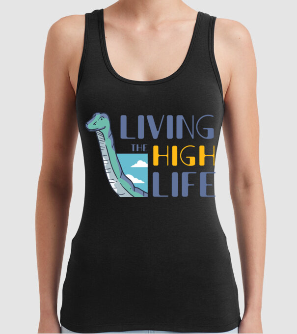 Living the High Life Dinosaur model negru pe tricou