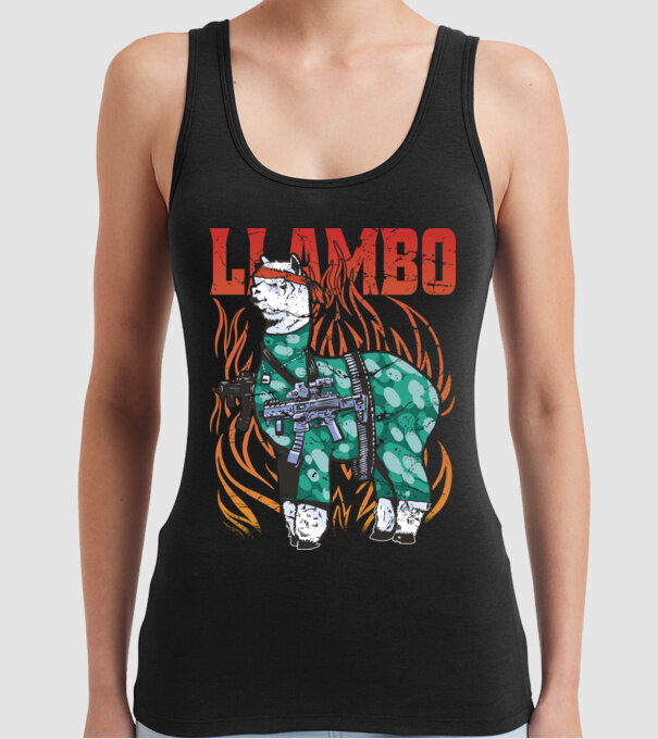 Llambo Lama model negru pe tricou