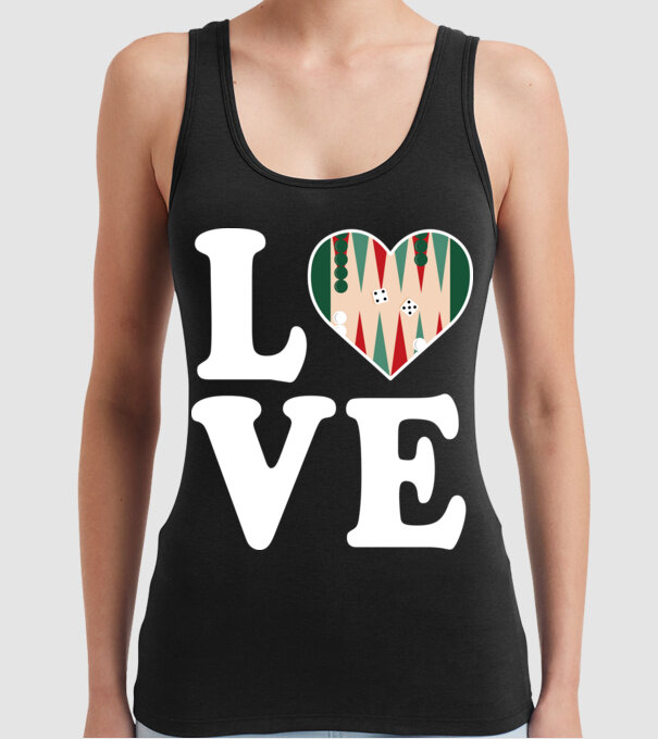 Love Backgammon model negru pe tricou
