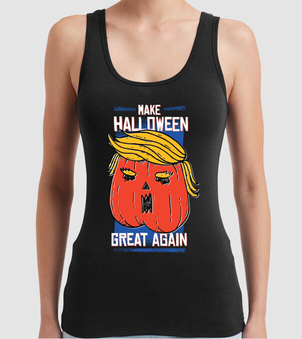Make Halloween Great Again Trump model negru pe tricou