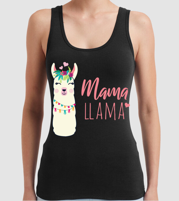 Mama Llama model negru pe tricou