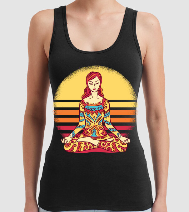 Mandala Yoga Meditație model negru pe tricou