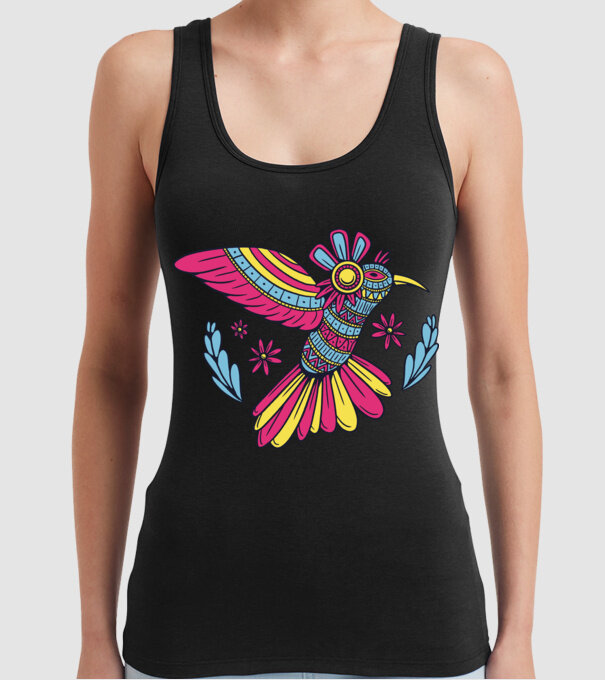 Mandala Colibri model negru pe tricou