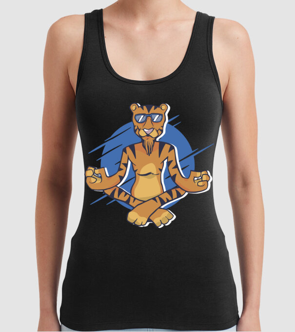Tigru meditator model negru pe tricou