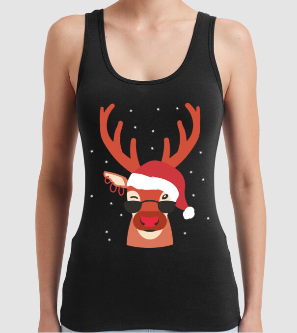 Ren cool de Crăciun model negru pe tricou