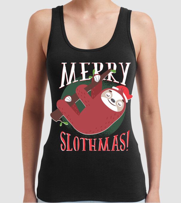 Merry Slothmas Crăciun cu Leneș model negru pe tricou
