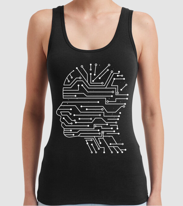 Inteligența artificială AI model negru pe tricou